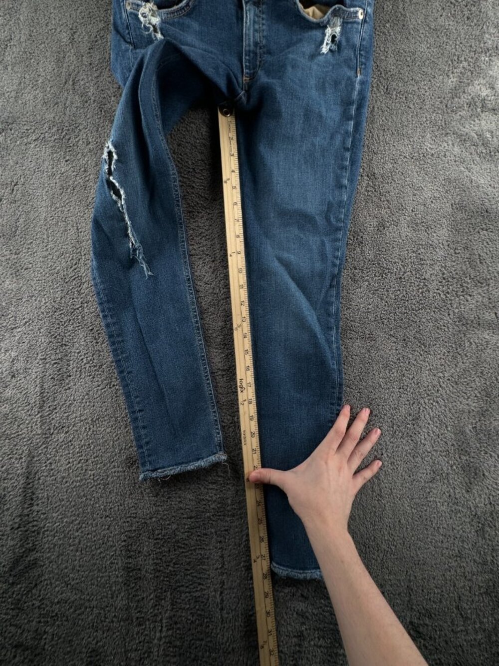 Rag & Bone Skinny Jeans Women Size 31 Medium Wash Stretch Blue Denim Distress - Picture 8 of 16